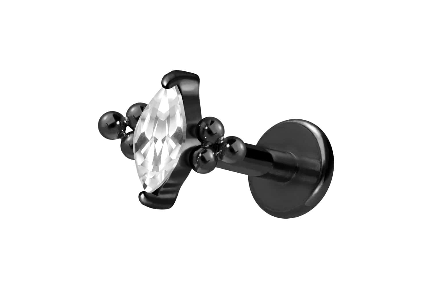 Titan Labret Piercing mit Innengewinde KRISTALLTROPFEN + 6 KUGELN